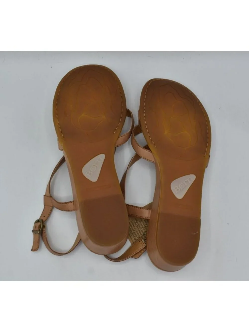 Born Womens 10‎ Sibyl Slingback Natural Full Grain Leather Wedge Sandals Shoes
